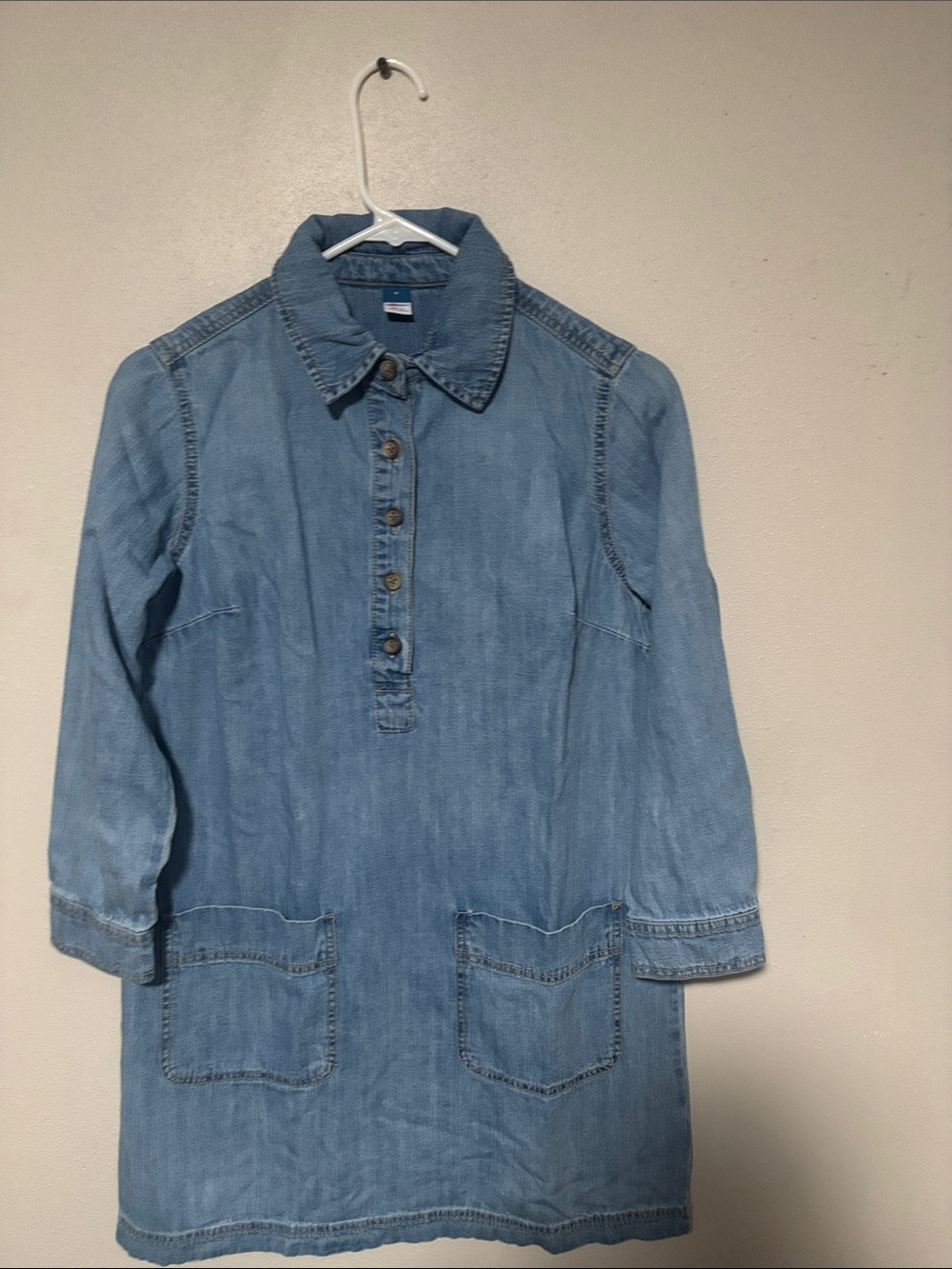 Old Navy Light Blue Denim Shirt Dress with Patch Pockets